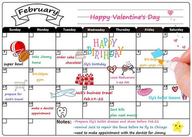 Custom Dry Erase Fridge Magnet Calendar, 12 x 16 inch Magnetic Weekly Planner with dry erase marker