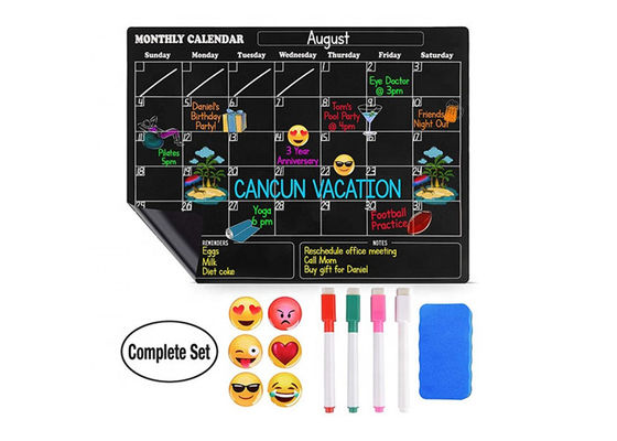 Magnetic Fridge Calendar Weekly Planner with Dry Erase Chalkboard Surface and Powerful Magnet Layer for Home and Kitchen