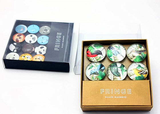 25mm 40mm 50mm Custom Photo Print Crystal Glass Dome Fridge Magnet With Gift Box Packaging