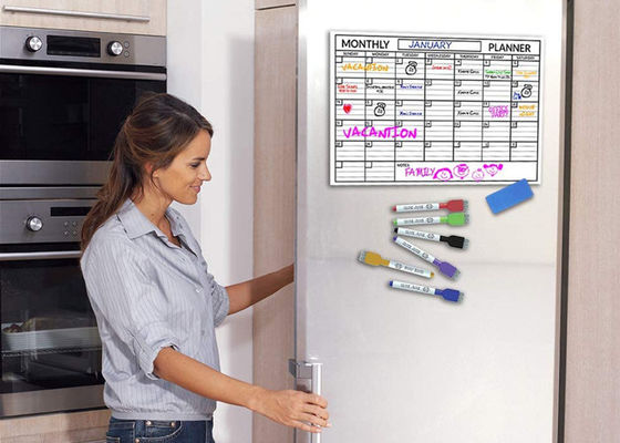 Magnetic Fridge Calendar dry erase surface monthly planner designed for refrigerator with stain resistant coating and easy wipe clean