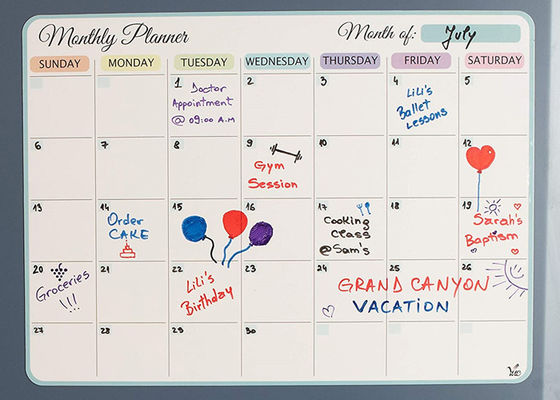 Magnetic Fridge Calendar dry erase surface monthly planner designed for refrigerator with stain resistant coating and easy wipe clean
