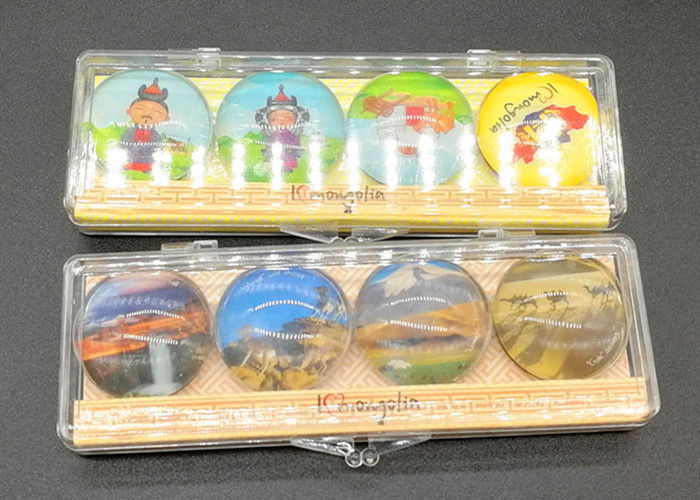 Photo Print Fridge Magnet for Custom Tourist Souvenir Gift Crystal Glass Dome Refrigerator Magnet Plastic Box Packaging Various Size