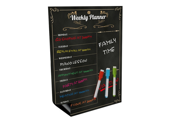 Magnetic Fridge Calendar Weekly Planner with Dry Erase Chalkboard Surface and Powerful Magnet Layer for Home and Kitchen