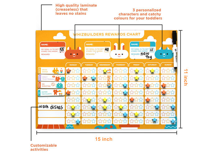 Magnetic Reward Chart Dry Erase Whiteboard with Magnetic Backing and Hanging Option for Organizing Kids Chores and Rewards