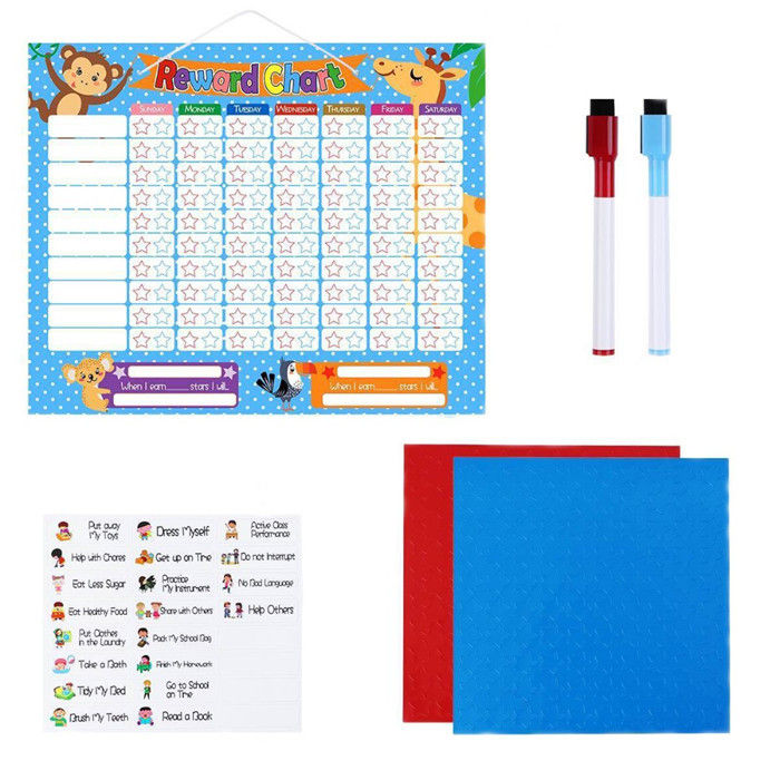 15.75&quot; X 12&quot; Magnetic Reward Chart Dry Erase Board With Dry Erase Pens