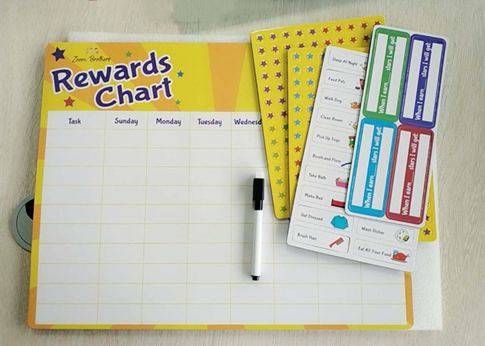 Magnetic Reward Chart Dry Erase Chore Chart for Children with Flexible Magnet and Special Dry Eraser Lamination Surface