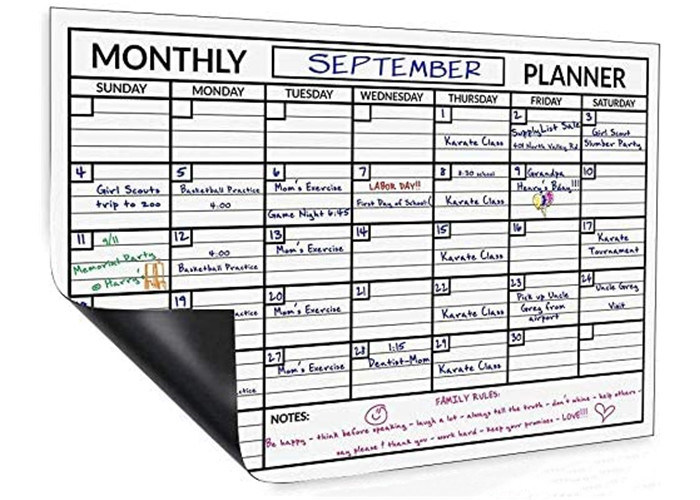 Paper Fridge Magnet Magnetic Monthly Planner 12 by 16 Inch Custom Dry Erase Calendar with Four Bright Magnetic Cap Markers for Easy