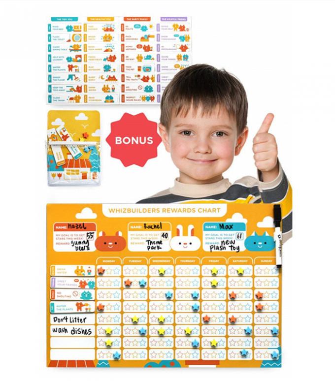 Interactive Dry Erase Magnetic Whiteboard Star Reward Chart for Kids Includes Magnetic Stars and ...